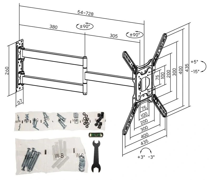 Otočný sklopný držák Tv Fiber Mounts Fugero
4 