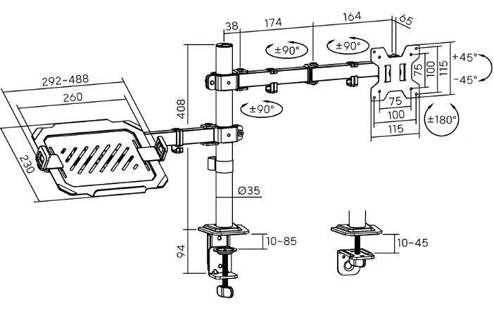 Stolní držák na notebook a monitor Fiber Mounts SDN20
4 