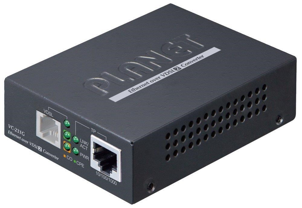 Planet VC-231Gv2,  Eth. VDSL2 konvertor,  1000Base-T,  master/ slave,  profil 30a/ 35b,  G.993.5 Vectoring,  G.INP,  RJ-110 
