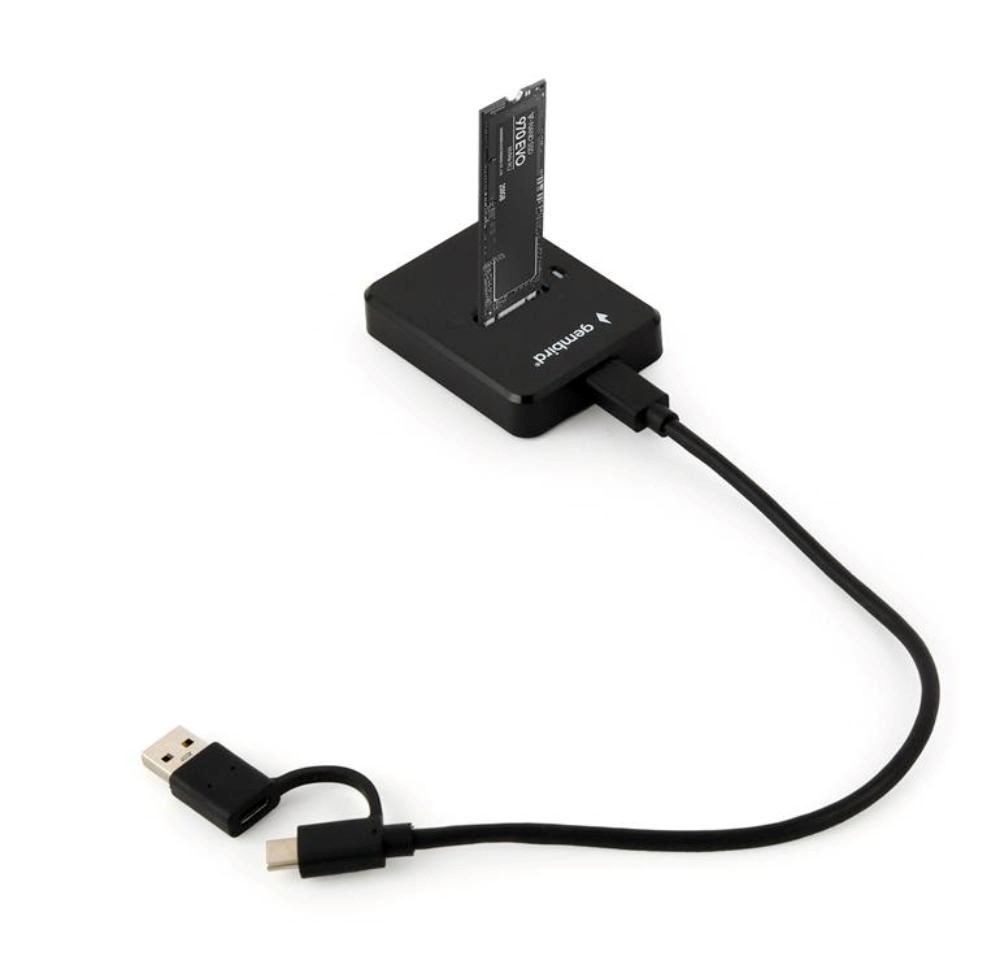 GEMBIRD dokovací stanice pro stolní počítače DD-U3M2,  USB-C,  M.2 SATA,  NVMe SSD,  černá0 