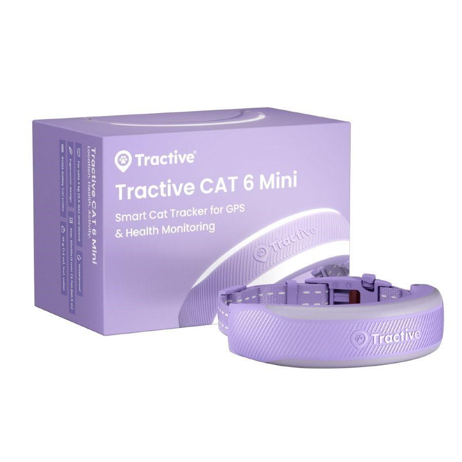Tractive CAT 6 Mini – chytrý GPS lokátor pro kočky a monitor zdraví s integrovaným obojkem - levandulový0 
