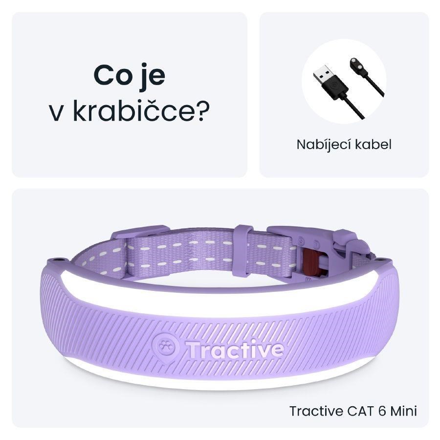 Tractive CAT 6 Mini – chytrý GPS lokátor pro kočky a monitor zdraví s integrovaným obojkem - levandulový7 