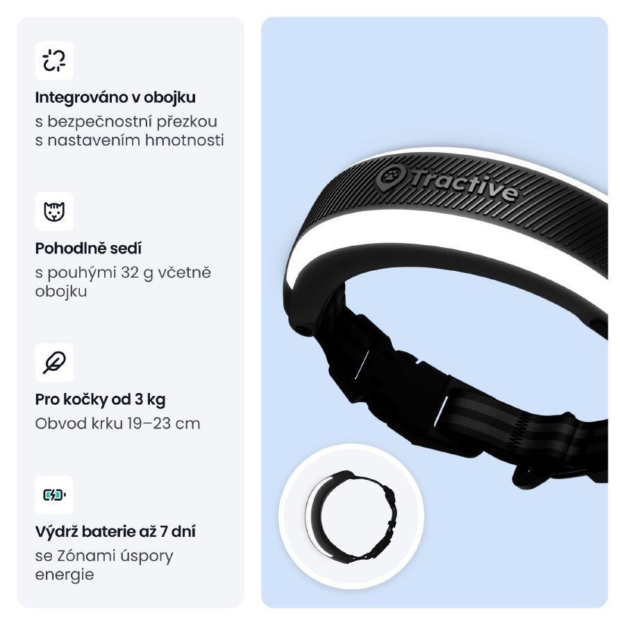 Tractive CAT 6 Mini – chytrý GPS lokátor pro kočky a monitor zdraví s integrovaným obojkem - černý5 