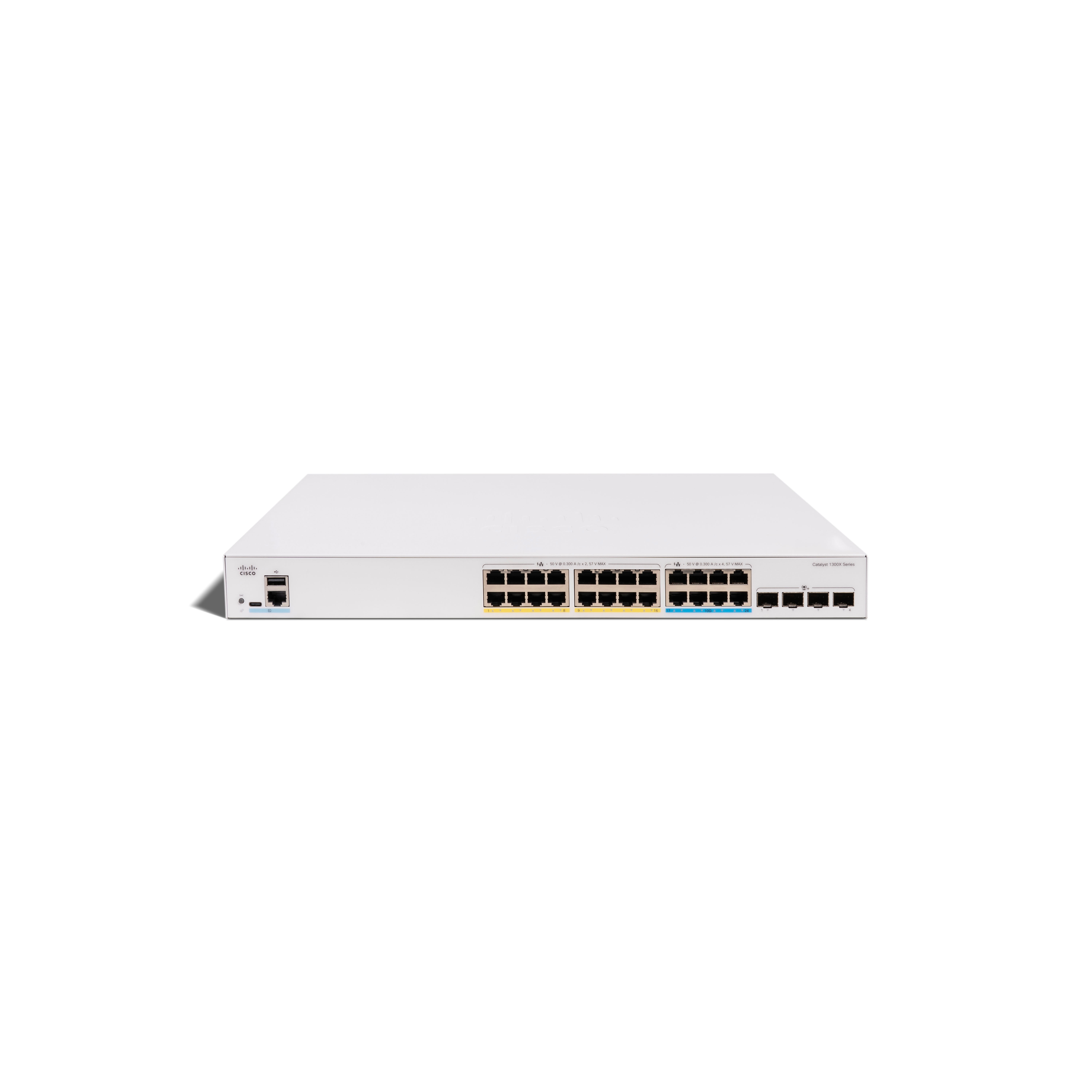 Cisco Catalyst switch C1300X-24NGU-4X (16xGbE, 8x5GbE, 4xSFP28, 10Gb/ s uplink - 25Gb/ s stack only, 16xPoE+, 8xPoE++, 740W)0 