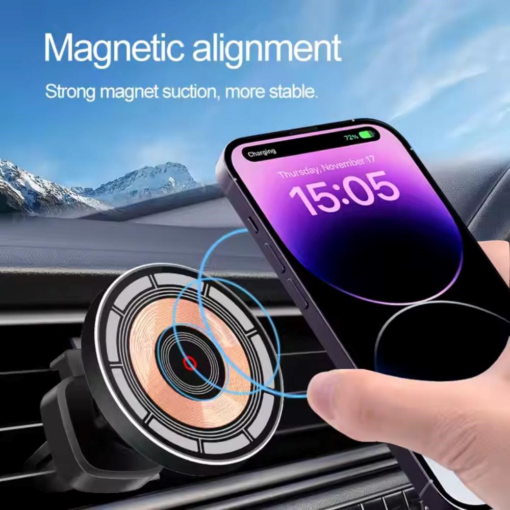 BAZAR - 1stCOOL bezdrátová QI nabíječka 15W,  do auta,  MagSafe,  USB-C,  černá,  poškozený obal2 