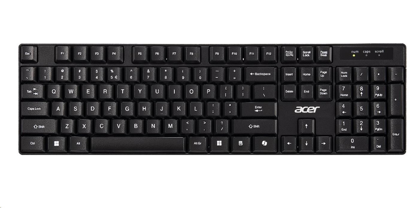 ACER Wireless klávesnice 2, 4GHz RF,  AKR110,  dosah až 10 m,  membránové klávesy,  životnost až 5 mil. úhozů,  voděodolná0 