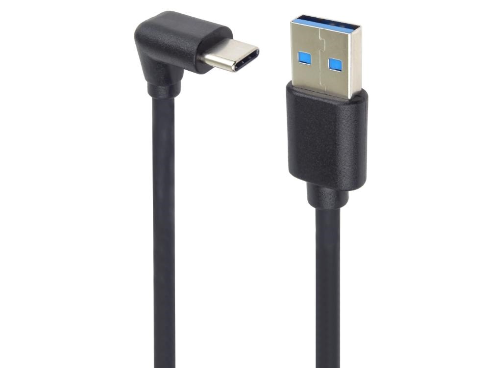PremiumCord USB C-USB A, zahnutý, čierny, 50 cm