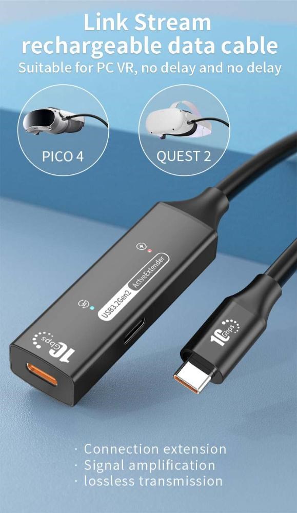 PremiumCord USB-C 3.2 Gen 2 repeater a prodlužovací kabel Male-Female,  10Gbps Aluminium 10m5 