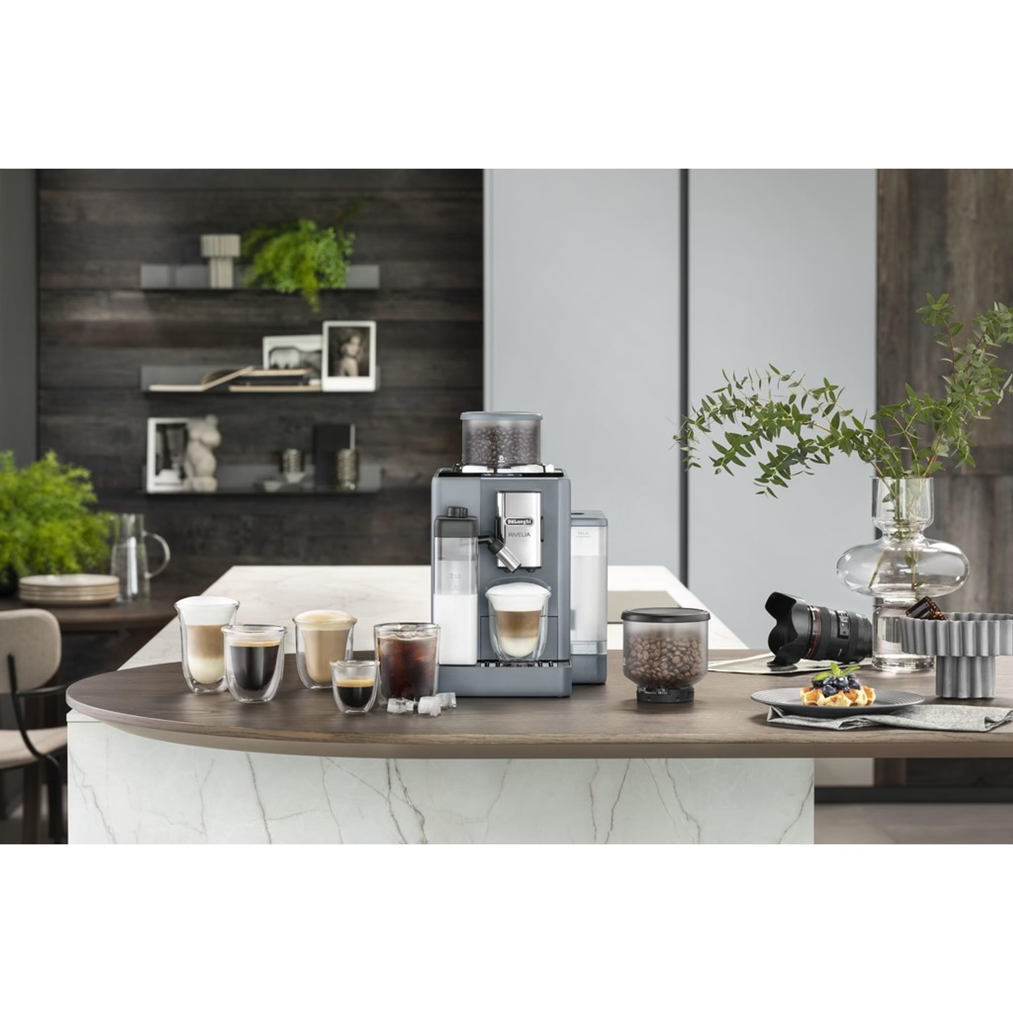 DeLonghi Rivelia EXAM440.55.G,  automatický kávovar šedý,  LatteCrema,  Bean Switch,  Bean Adapt,  16 nápojů5 