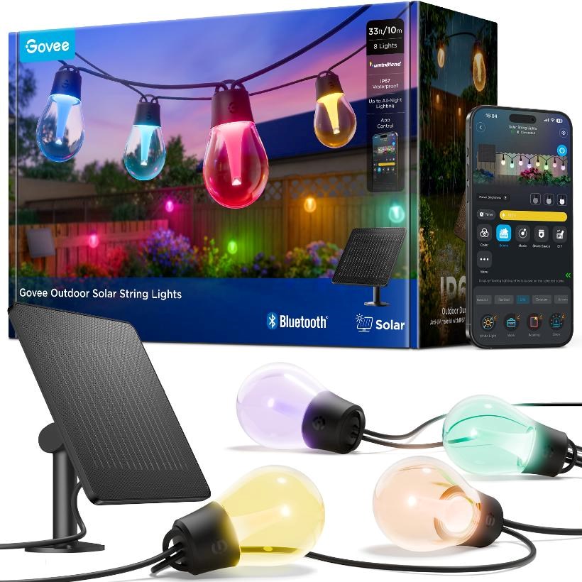 Govee RGBICW Smart solární zahradní retěz 8 žárovek0 