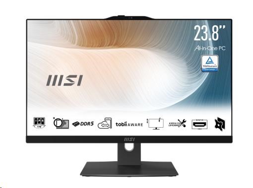MSI PC AiO Modern AM242P 1M-2088XEU,  Core 5 120U,  23.8 FHD,  Anti-Glare,  Non-Touch,  16GB,  512GB SSD,  N/ A,  No OS,  Black0 