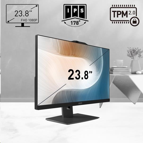 MSI PC AiO Modern AM242P 1M-2088XEU,  Core 5 120U,  23.8 FHD,  Anti-Glare,  Non-Touch,  16GB,  512GB SSD,  N/ A,  No OS,  Black6 