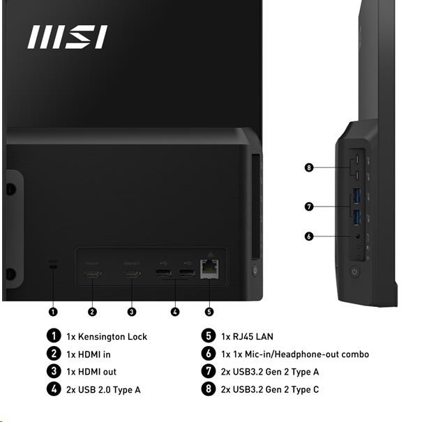 MSI PC AiO Modern AM242P 1M-2088XEU,  Core 5 120U,  23.8 FHD,  Anti-Glare,  Non-Touch,  16GB,  512GB SSD,  N/ A,  No OS,  Black7 