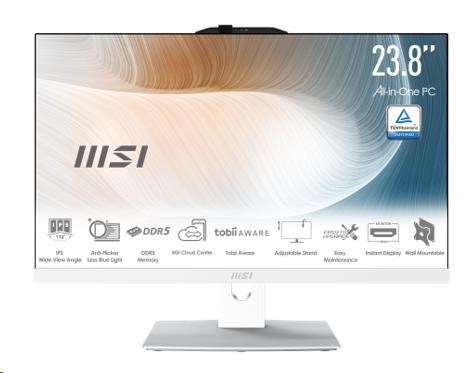 MSI PC AiO Modern AM242P 1M-2089XEU,  Core 5 120U,  23.8 FHD,  Anti-Glare,  Non-Touch,  16GB,  512GB SSD,  N/ A,  No OS,  White0 