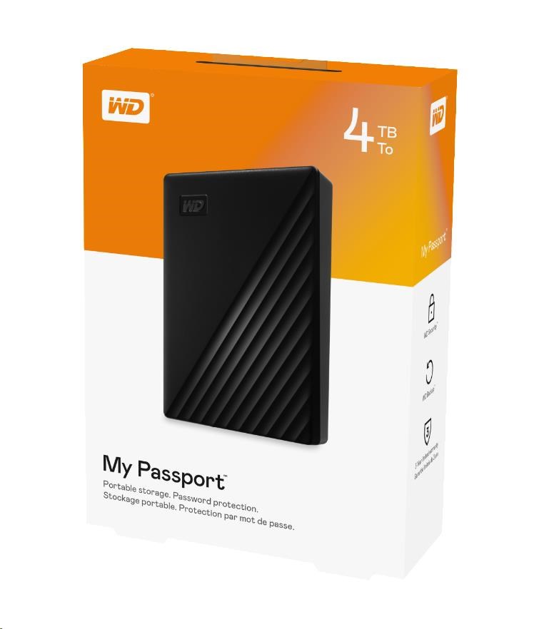BAZAR - WD My Passport Portable 4TB,  Externí HDD,  USB 3.0,  černá (Bez příšlušenství)5 