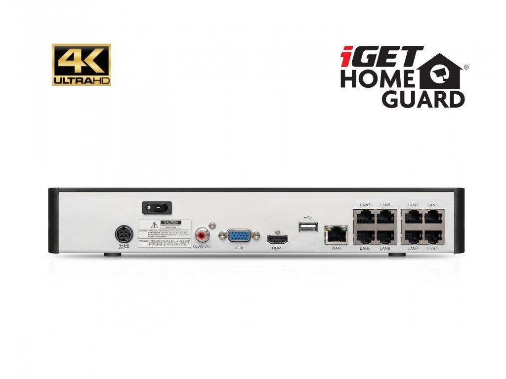 BAZAR iGET HOMEGUARD HGNVK88504 - PoE 4K UltraHD NVR CCTV 8CH + 4x kamera - poškozený obal2 