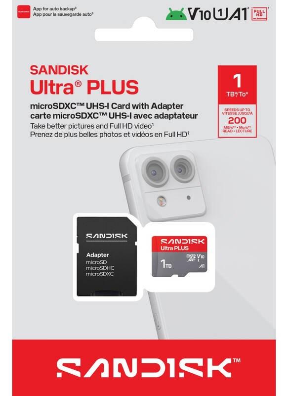 Sandisk Ultra PLUS micro SDXC karta 1TB UHS-I,  V10,  U1,  C10,  (200MB/ s)4 