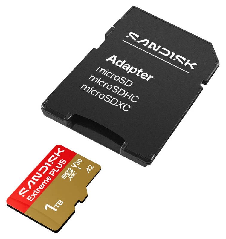 SanDisk MicroSDHC karta 1TB Extreme PLUS (R250/ W170MB/ s,  UHS-I V30,  Rescue Pro Deluxe) + adaptér3 