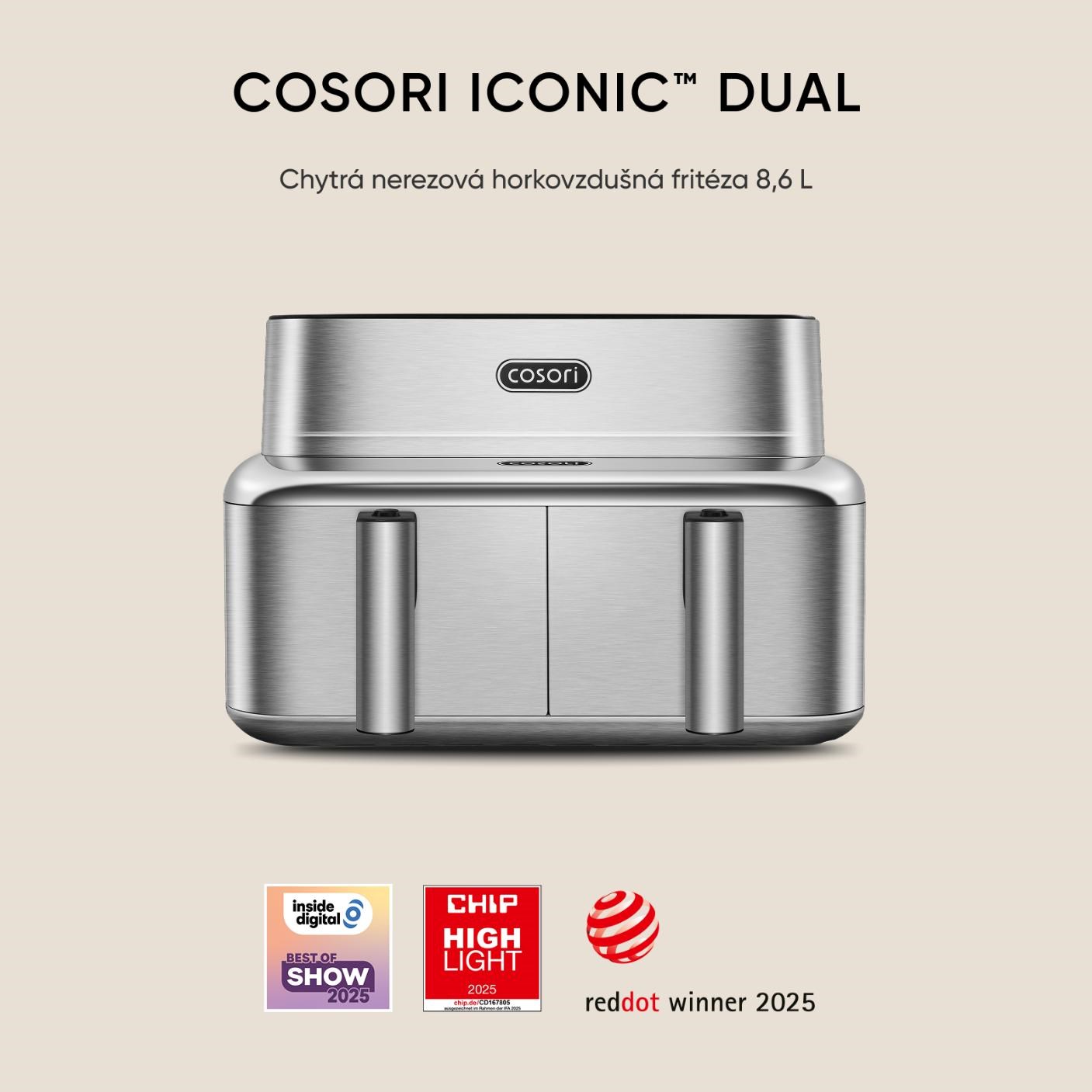 Cosori Iconic Dual 8, 6l nerez5 
