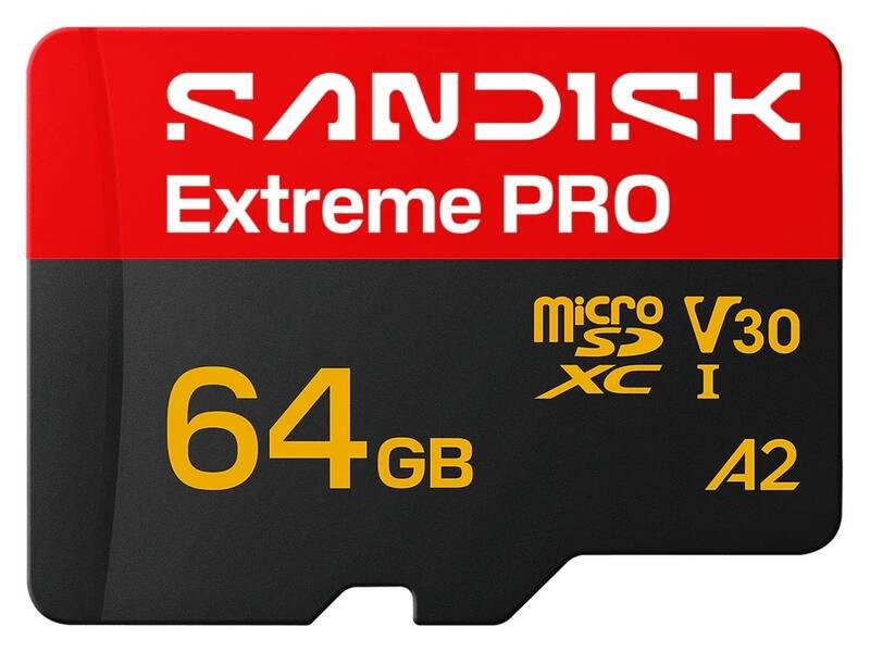 SanDisk micro SDXC Extreme PRO 64GB UHS-I U3 (200R/ 90W MB/ s,  UHS-I U3 V30) + adaptér0 