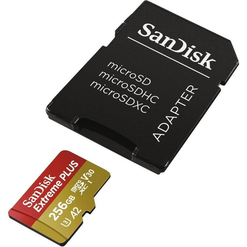 Karta SanDisk micro SDXC 256 GB Extreme PLUS (200 MB/ s Class 10,  UHS-I U3 V30) + adaptér1 