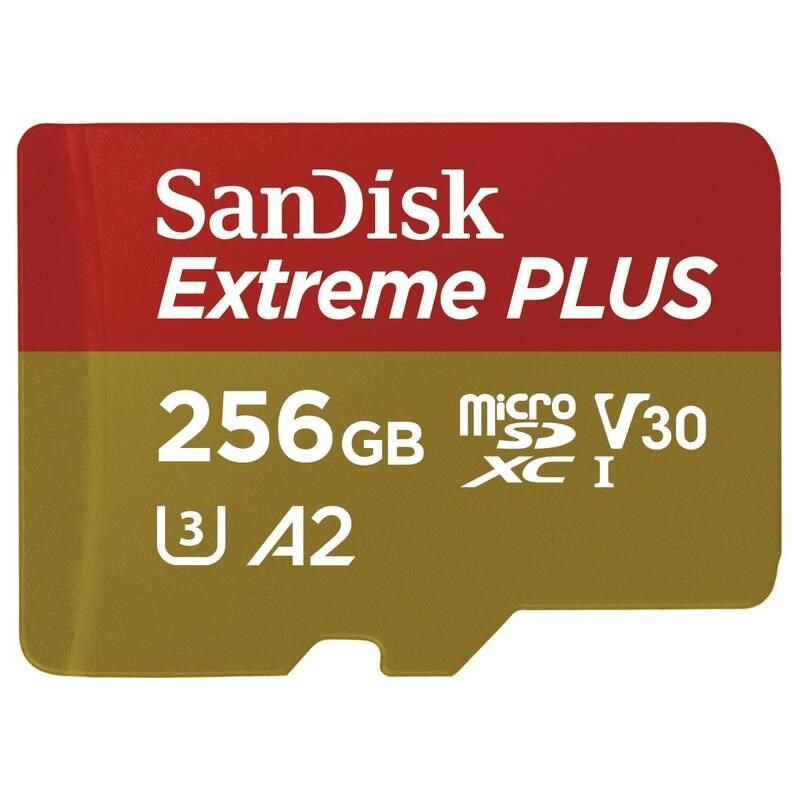 Karta SanDisk micro SDXC 256 GB Extreme PLUS (200 MB/ s Class 10,  UHS-I U3 V30) + adaptér2 