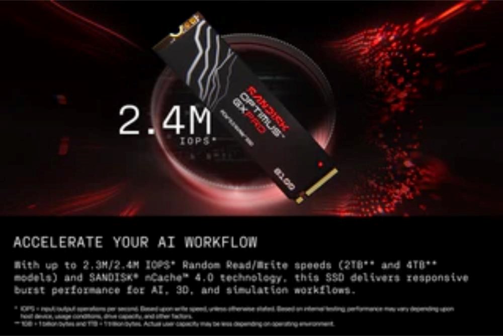SANDISK SSD OPTIMUS GX PRO 8100 NVMe 1TB PCIe,  Gen4,  (R:14900,  W:11000MB/ s),  bez chladiče5 