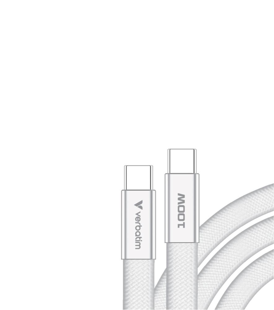 VERBATIM Kabel Sync & Charge SoftTouch USB-C,  100W,  120cm,  bílá1 