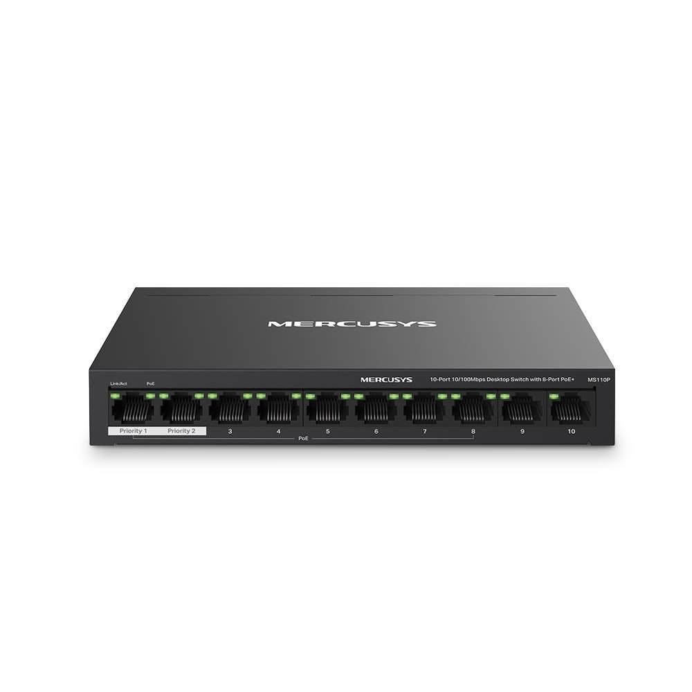 MERCUSYS switch MS110P (10x100Mb/ s, 8xPoE+, 65W, fanless)0 