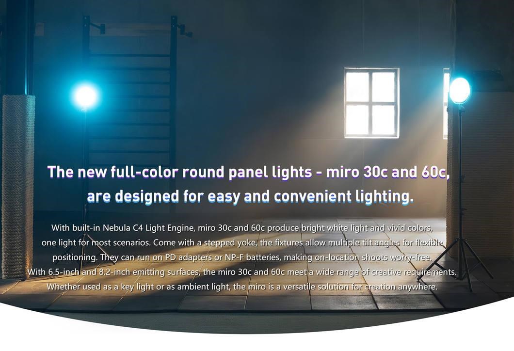 Nanlite Miro 60c LED Full-color Round Panel Light  (Mint Blue)4 