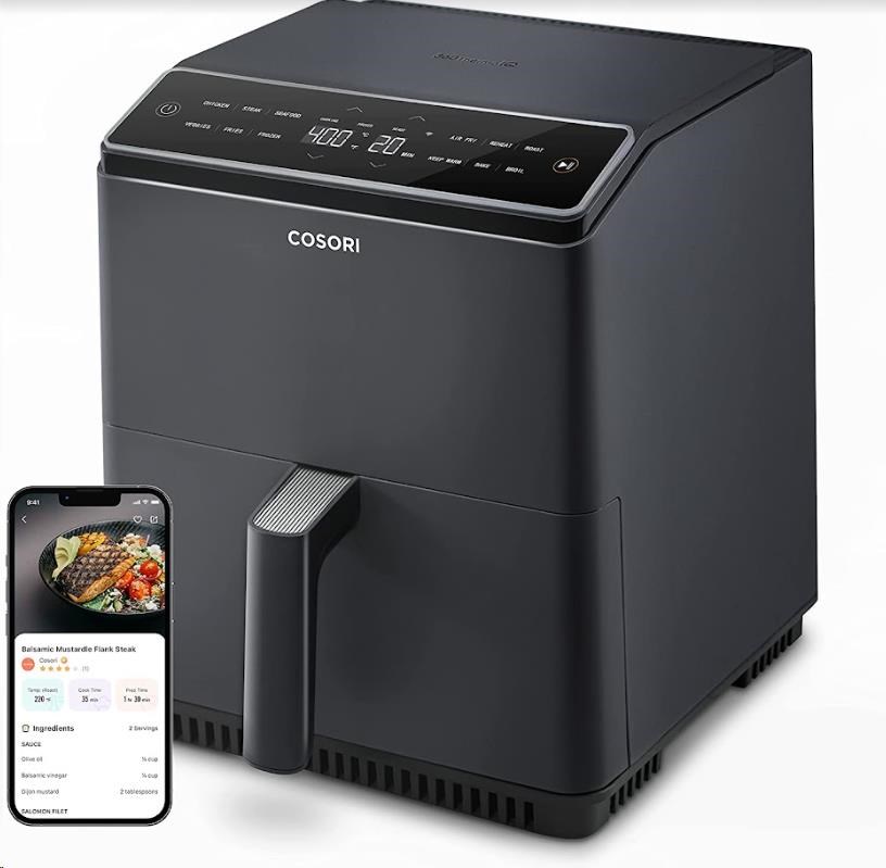 BAZAR - BAZAR - Cosori Dual Blaze 6.4L SMART horkovzdušná  fritéza + 5x špíz a gril. rošt,  black - Poškozený obal (Kompl0 