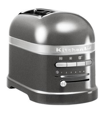 KitchenAid Artisan 5KMT2204EMS toustovač šedá,  2 topinky,  auto senzor,  7 stupňů,  bagel,  rozmrazování0 