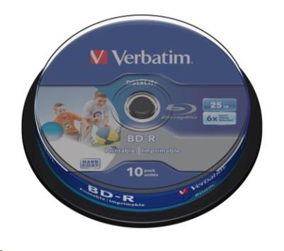 VERBATIM BD-R SL Datalife (10-pack)Blu-Ray/ Spindle/ 6x/ 25GB Wide Printable0 