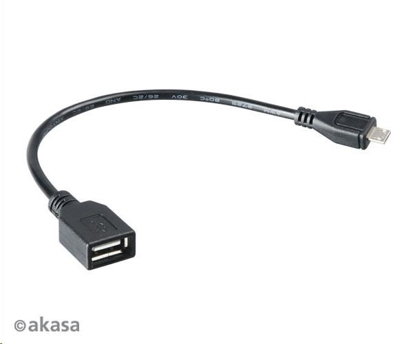 AKASA USB OTG Micro USB samec na USB typ A samica redukčný kábel,  15 cm0 