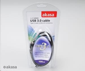 AKASA USB kábel,  samec A na micro B samec USB 3.0,  100 cm,  čierna3 