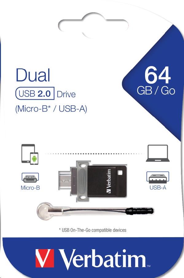 VERBATIM Dual USB Drive 64 GB - OTG/ USB 2.0 pre smartfóny a tablety0 