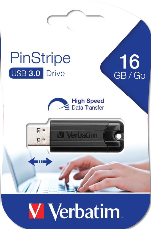 VERBATIM Flash Disk PinStripe USB 3.0, 16 GB - čierna5 
