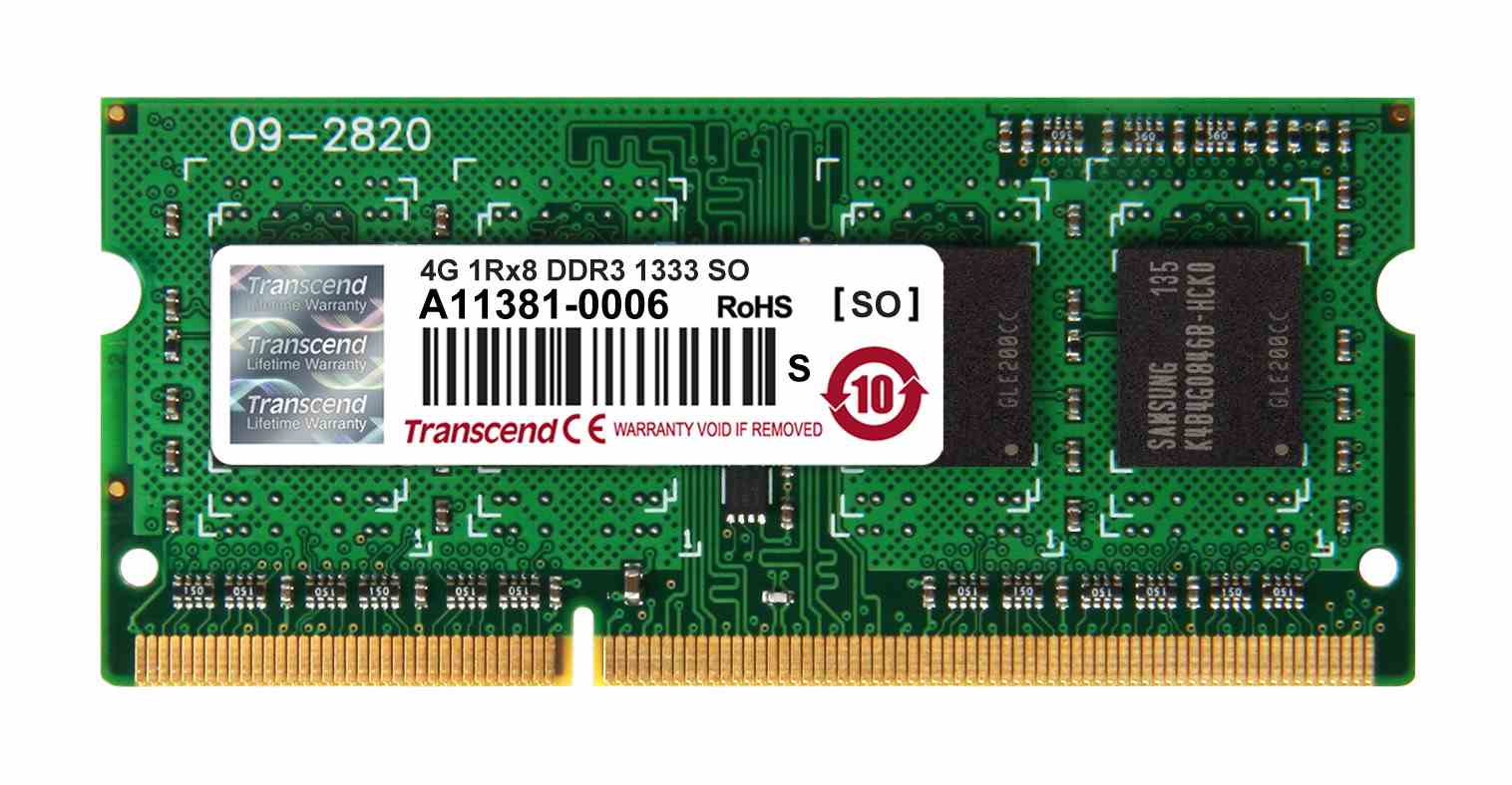 SODIMM DDR3 4GB 1333MHz TRANSCEND 1Rx8 CL90 