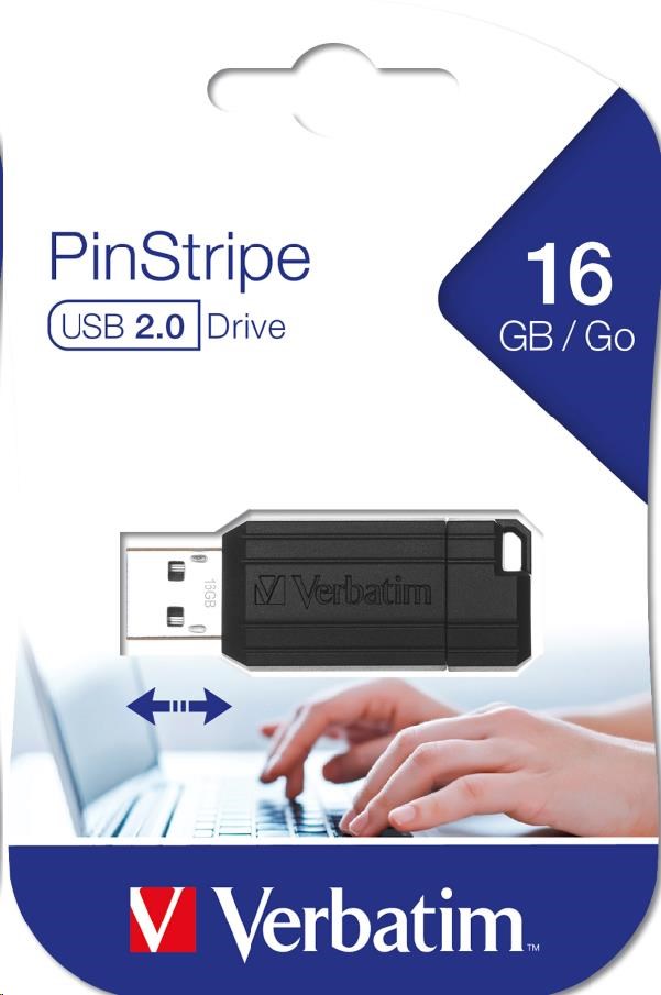 VERBATIM Flash disk 16 GB Store "n" Go PinStripe,  čierny6 