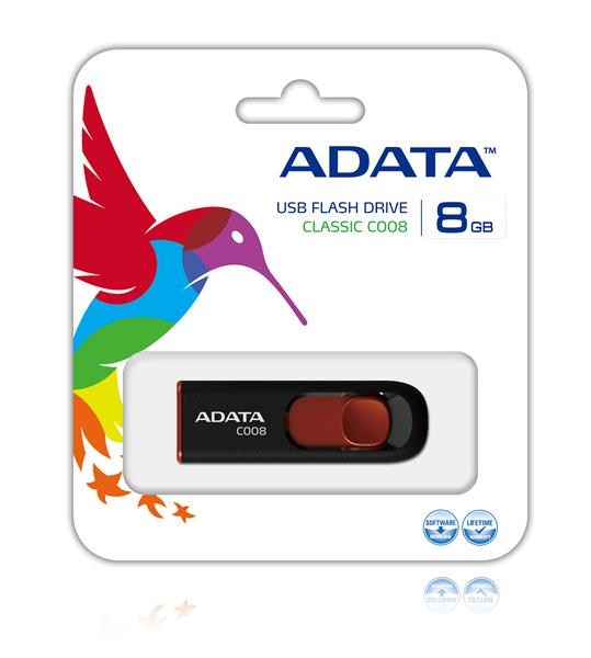 ADATA Flash Disk 8GB C008,  USB 2.0 Klasická,  čierna2 