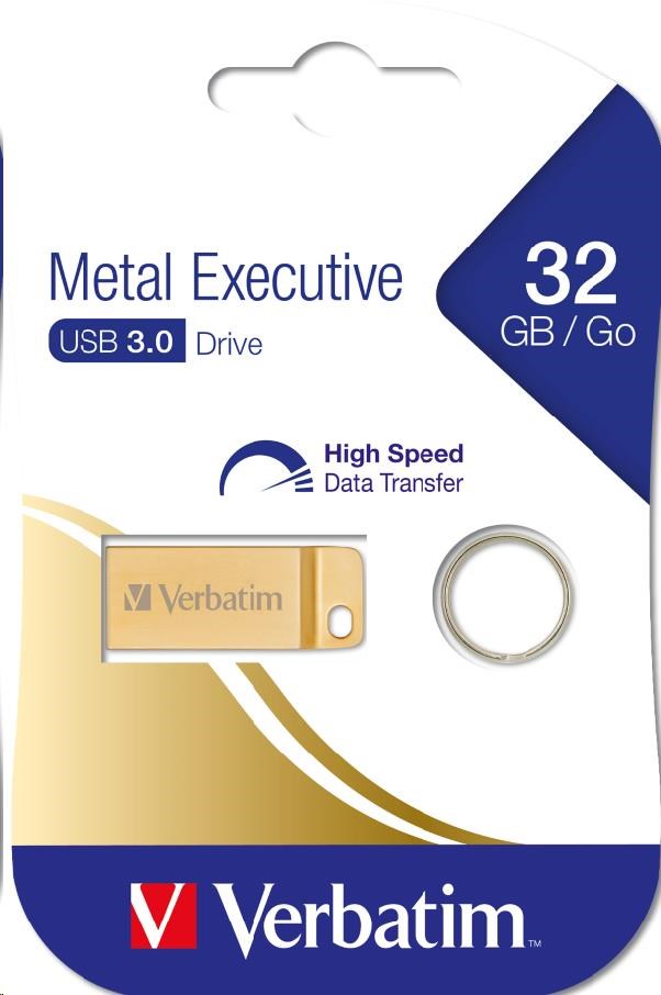 VERBATIM Flash disk 32 GB Metal Executive,  USB 3.0,  zlatá5 