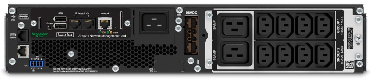 APC Smart-UPS SRT 3000VA RM 230V,  On-Line,  2U,  Rack Mount (2700W) Sieťová karta1 