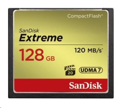 SanDisk Compact Flash karta 128 GB Extreme (R:120/W:85 MB/s UDMA7)0 