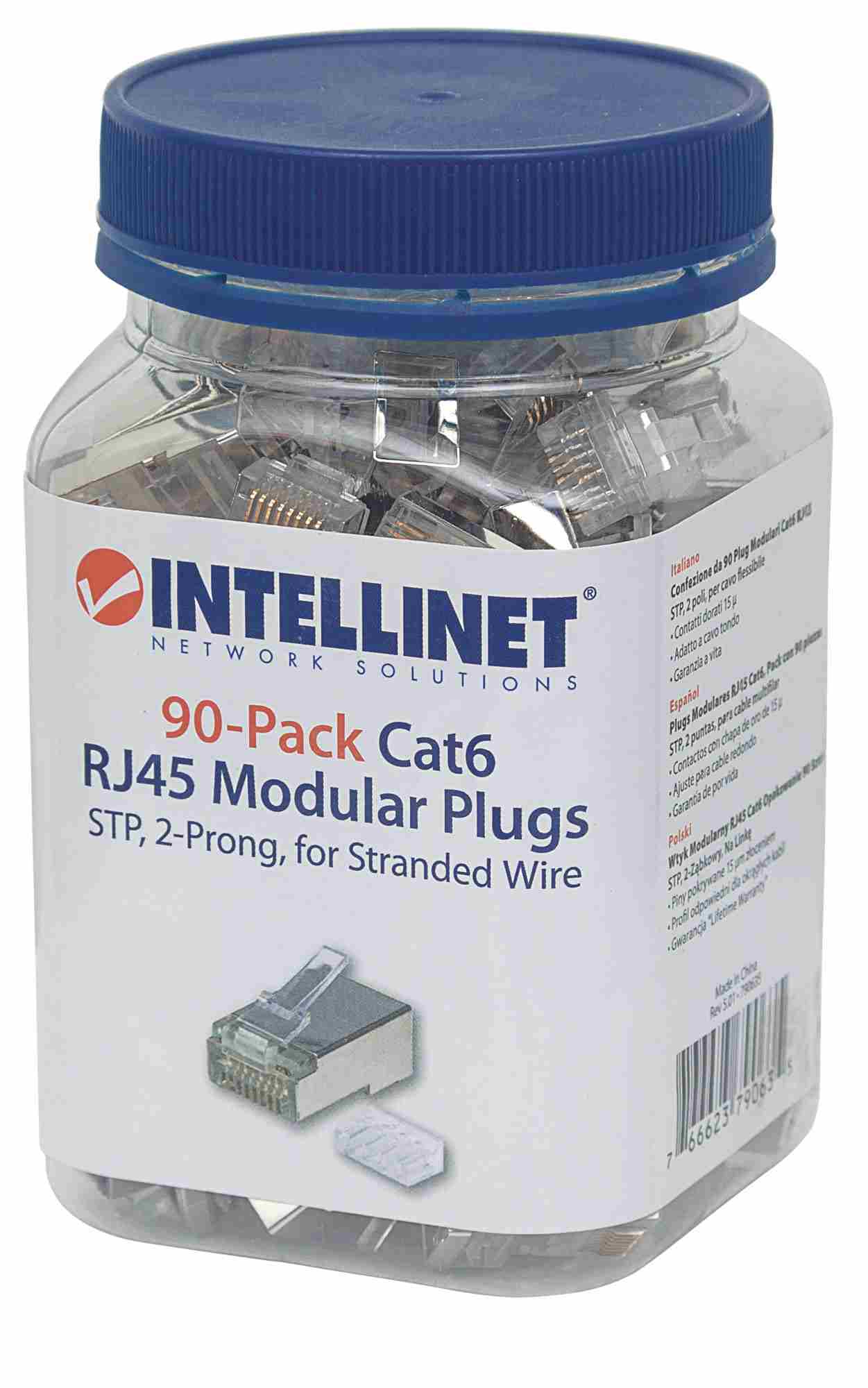 Intellinet konektor RJ45,  Cat6,  tienený STP,  15µ,  drôt,  90 ks v balení3 