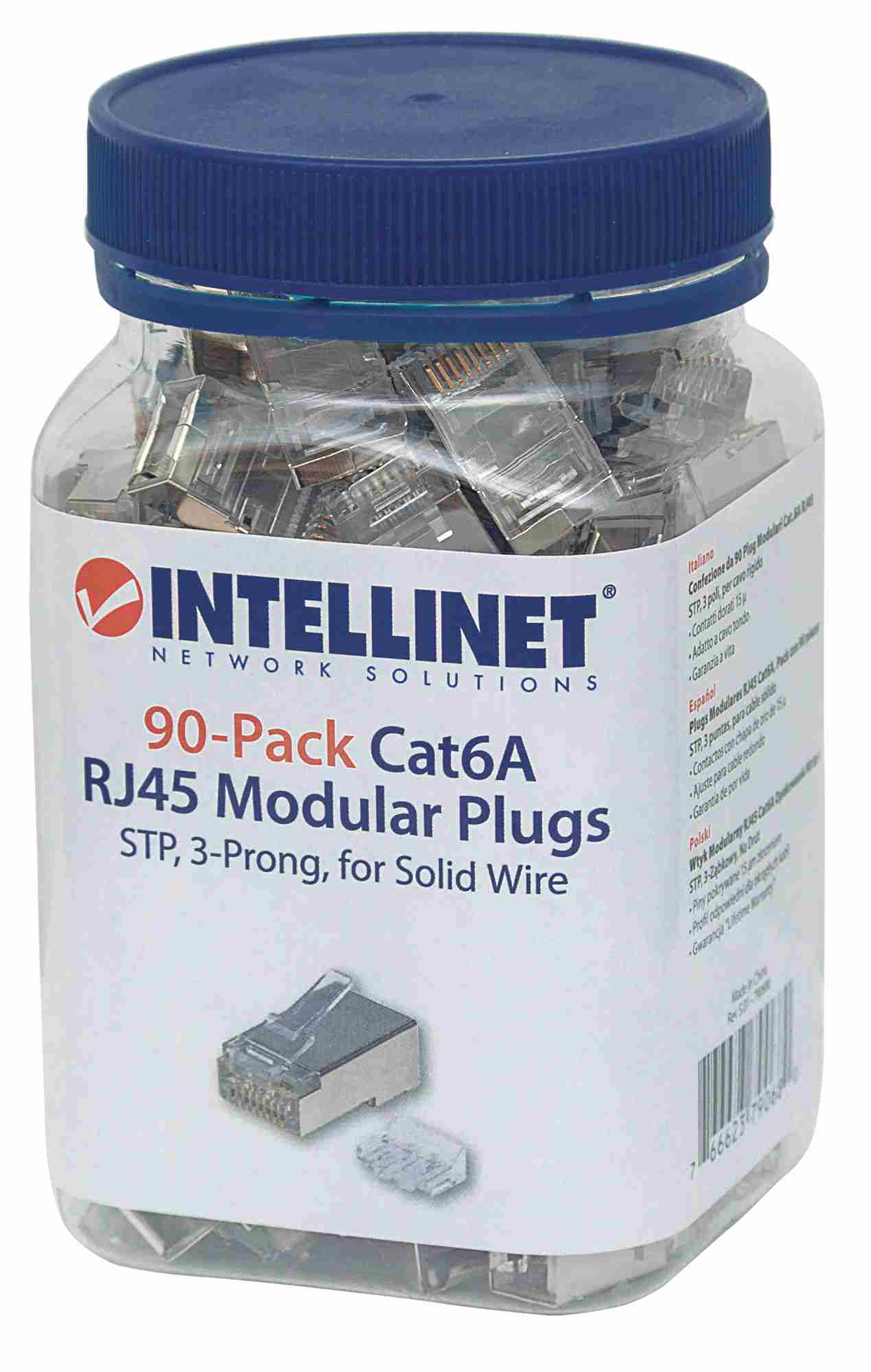 Intellinet konektor RJ45,  Cat6A,  tienený STP,  15µ,  drôt,  90 ks v balení3 