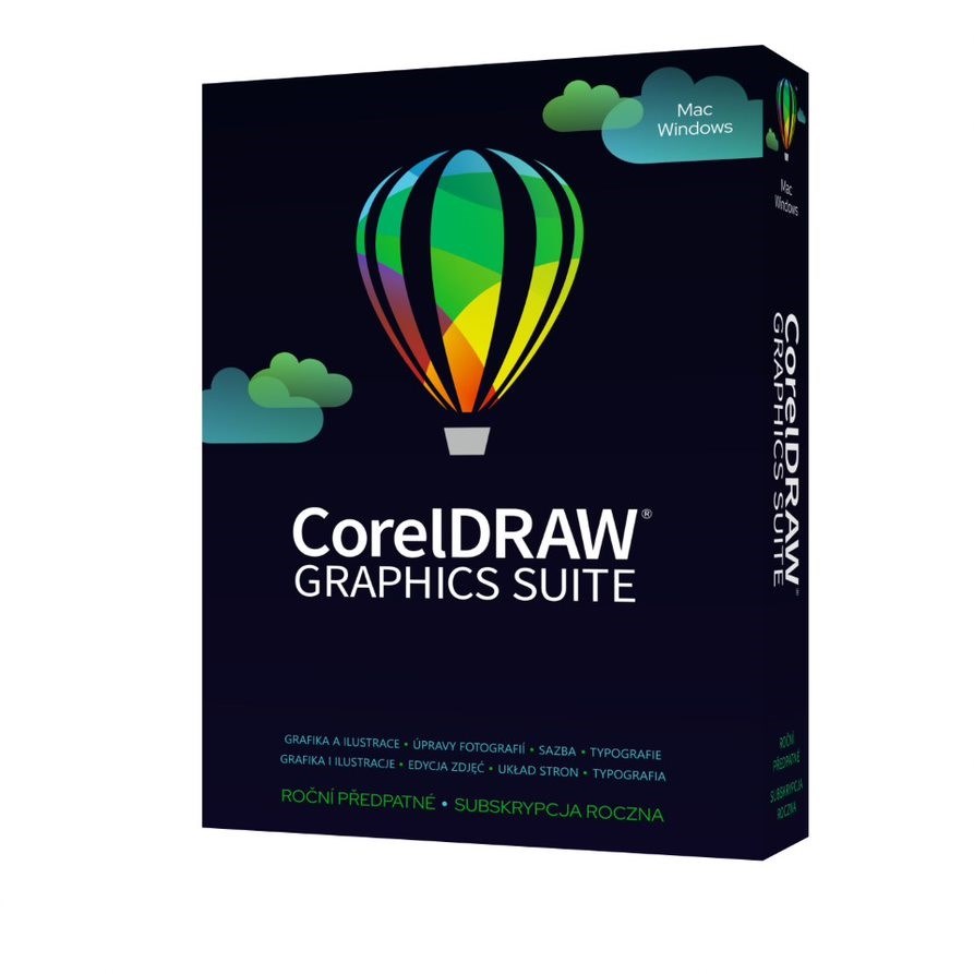 CorelDRAW Graphics Suite 365-dňové predplatné. Obnovenie (51-250) EN/ DE/ FR/ BR/ ES/ IT/ NL/ CZ/ PL2 