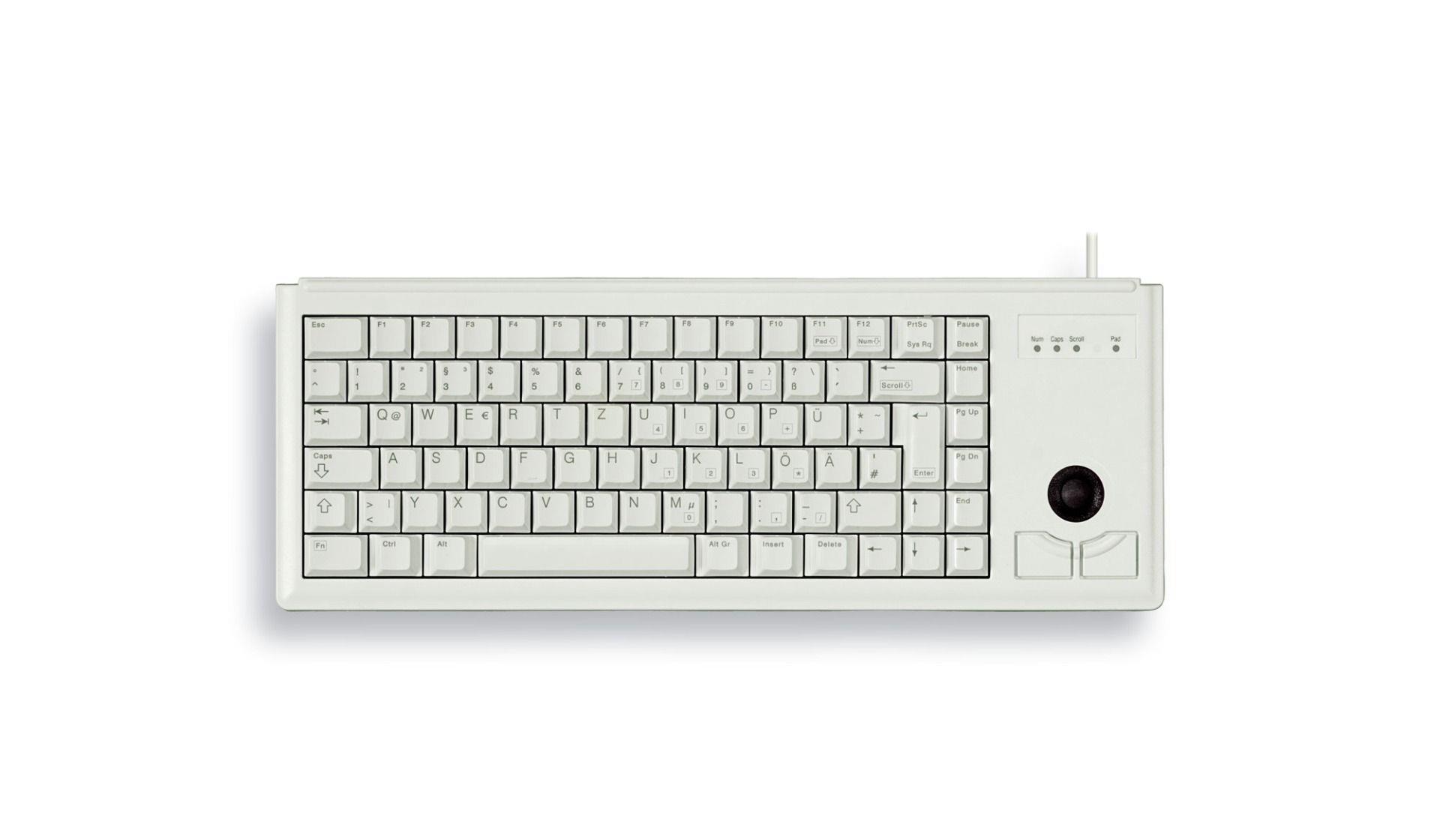 CHERRY klávesnice G84-4400,  trackball,  ultralehká,  USB,  EU,  šedá0 