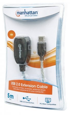 MANHATTAN USB kábel 2.0 A-A aktívne predĺženie 5 m,  možnosť reťazenia4 