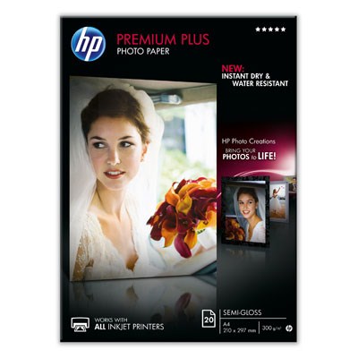 HP Premium Plus Semi-gloss Photo Paper-20 sht/ A4/ 210 x 297 mm,  300 g/ m2,  CR673A0 
