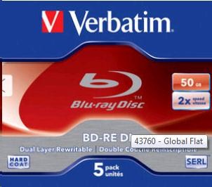 VERBATIM BD-RE DL (5-pack)Blu-Ray/Jewel/2x/50GB0 